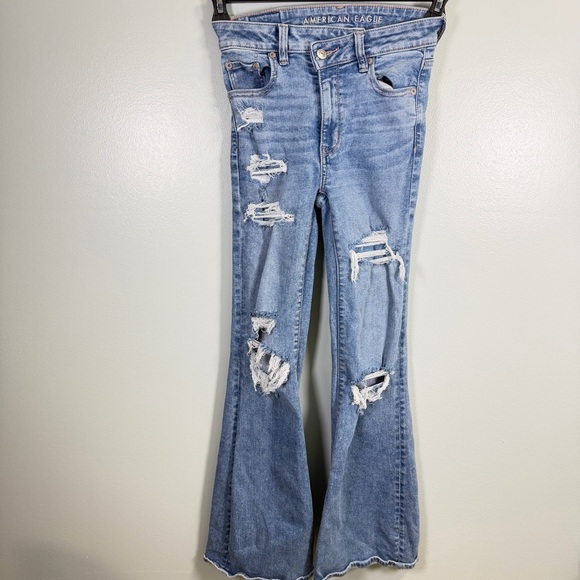 American Eagle Outfitters Denim - American Eagle Outfitters Medium Blue Distressed Flare Jeans